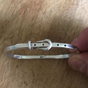 Vintage Sterling Silver & Brass Buckle Bangle